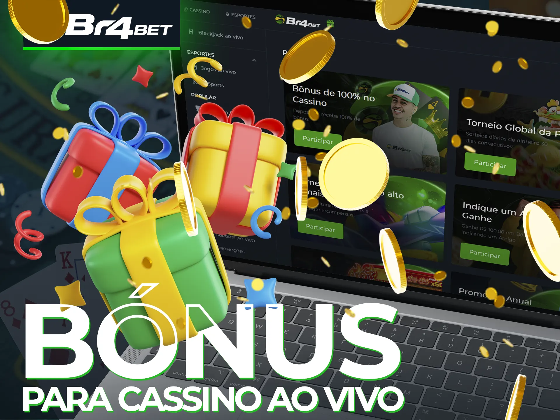 Visite a seção Promoções da plataforma Br4Bet.