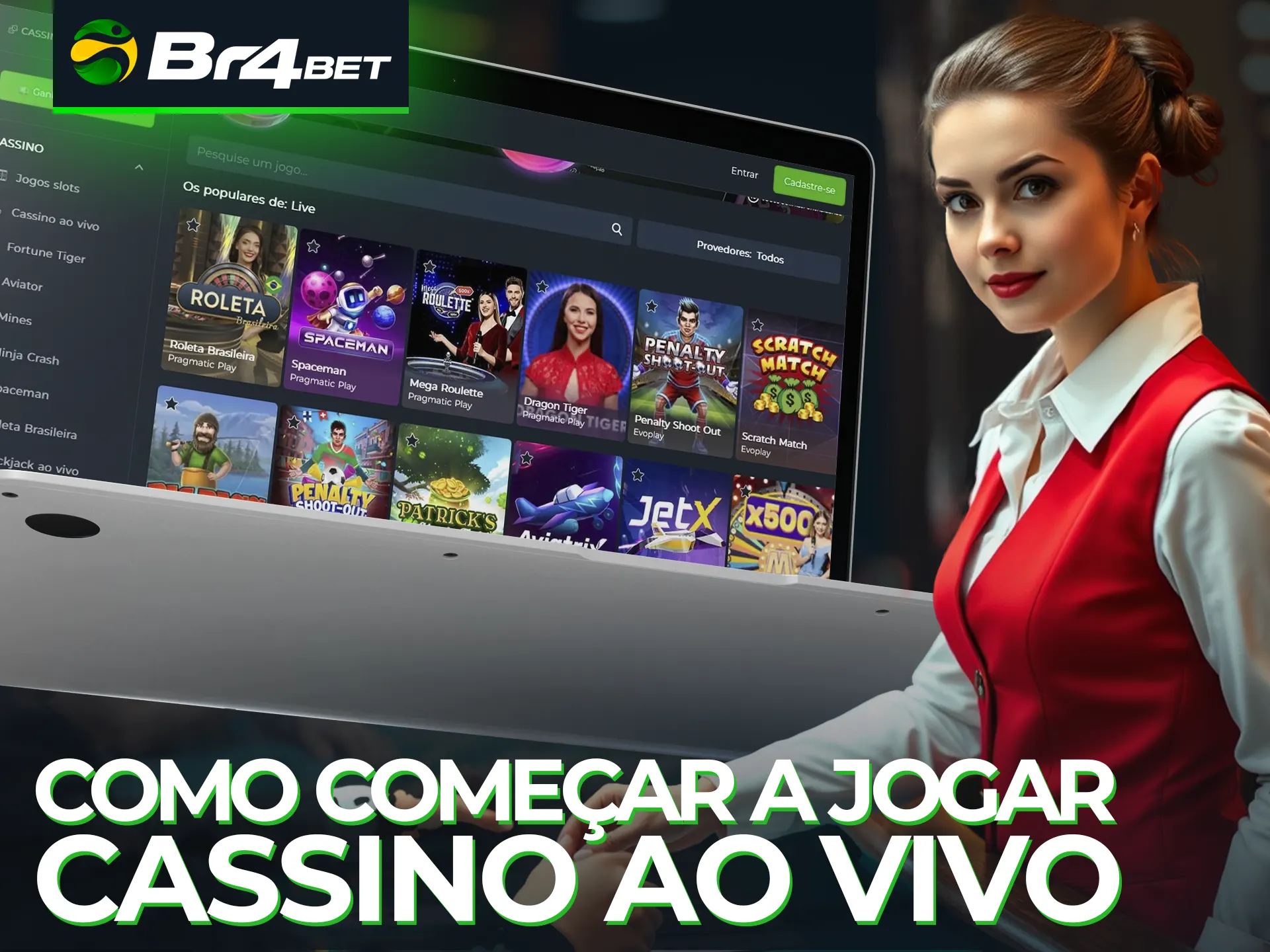 Para jogar no cassino ao vivo da Br4Bet, siga estas etapas.