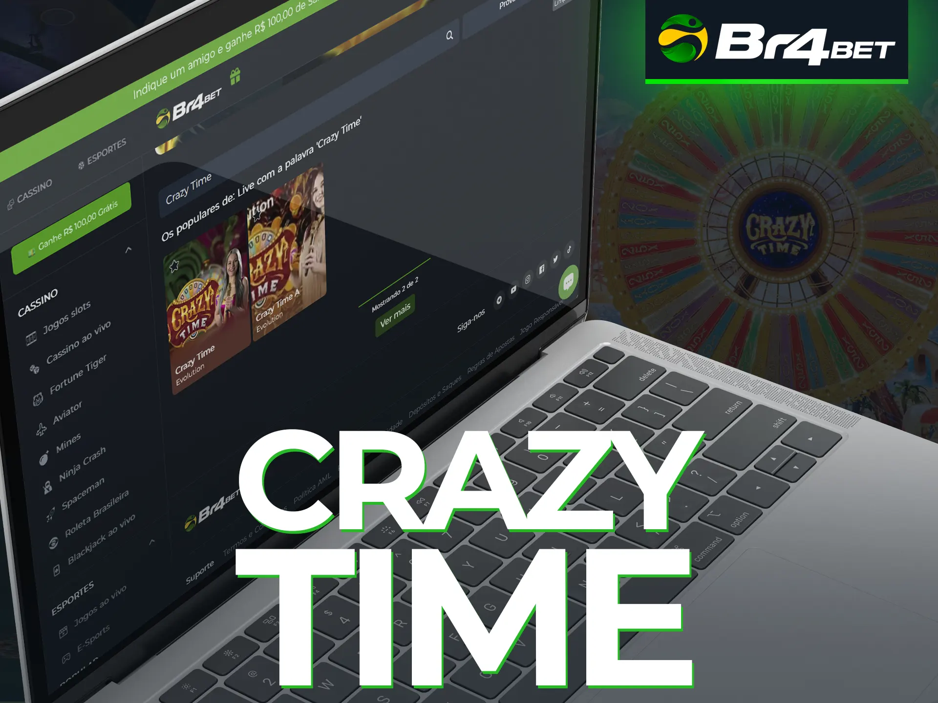 Você pode ganhar no jogo Crazy Time no cassino Br4Bet.