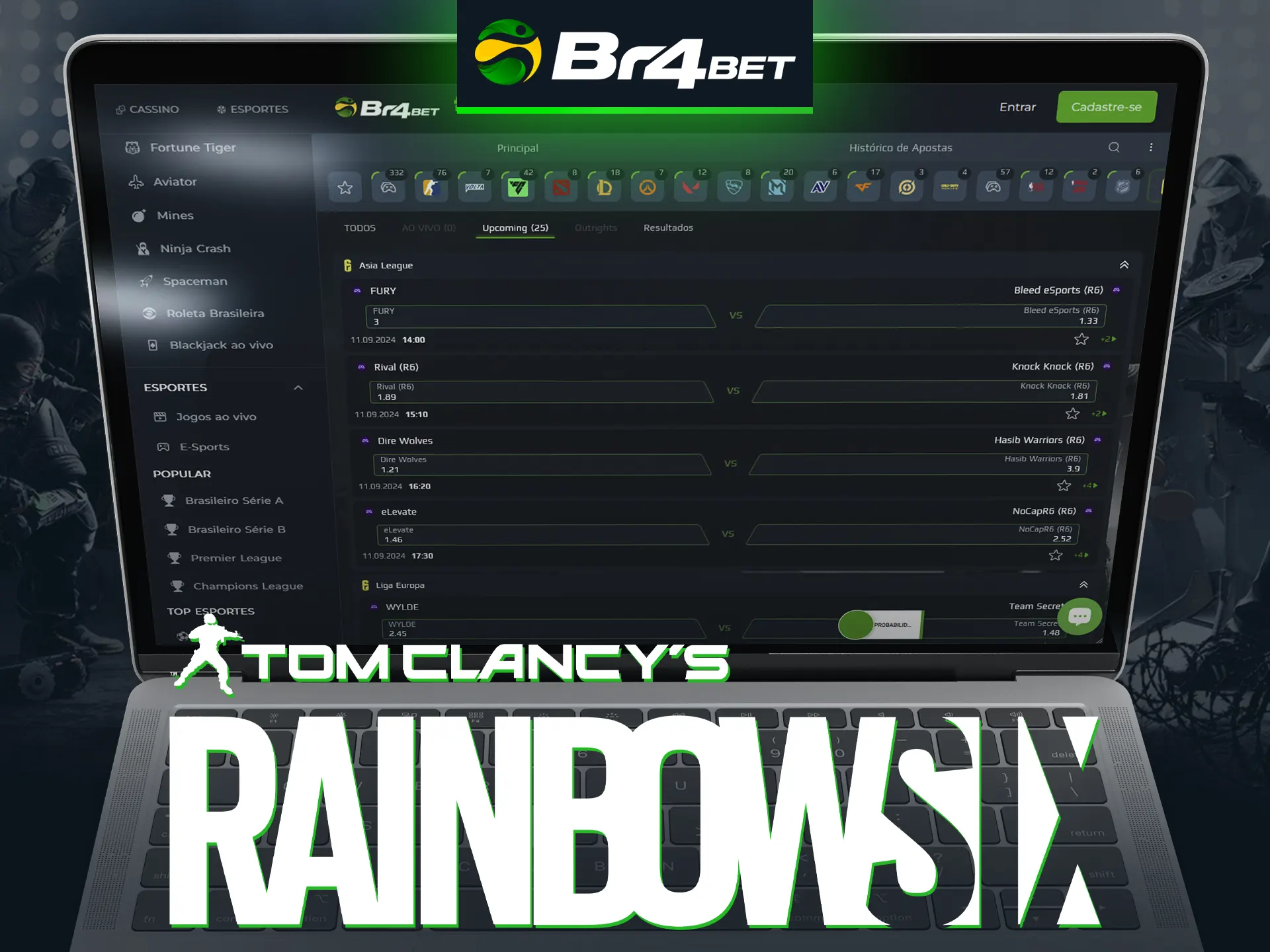 A Br4Bet oferece apostas em várias competições do Rainbow 6.