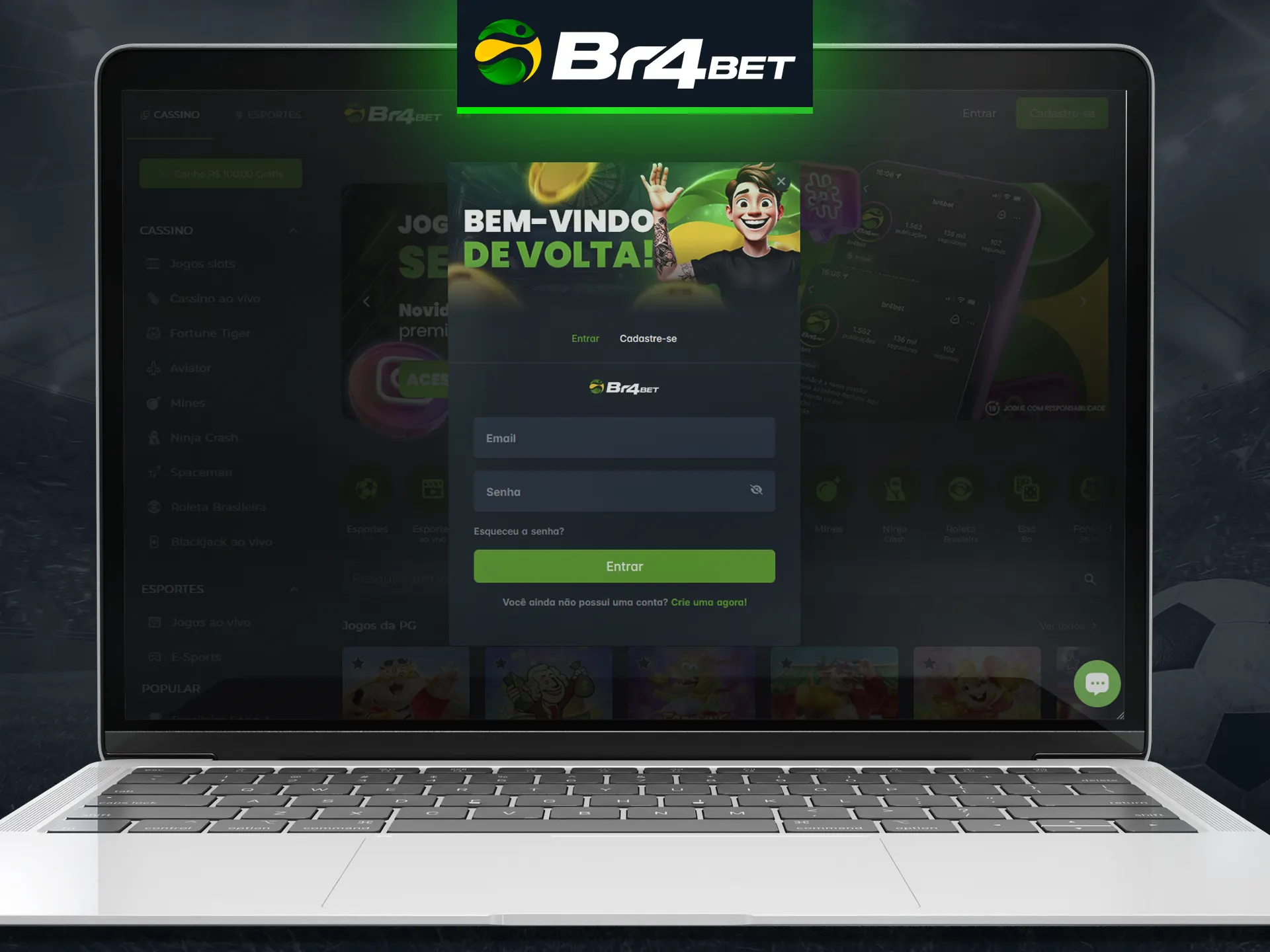 Siga estas etapas para fazer login em sua conta Br4Bet.