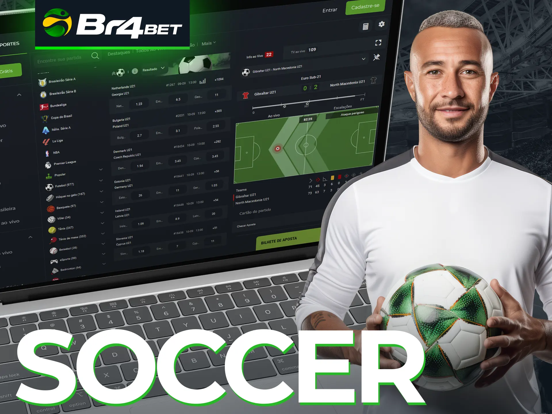 O futebol é a maior categoria no site da Br4Bet.