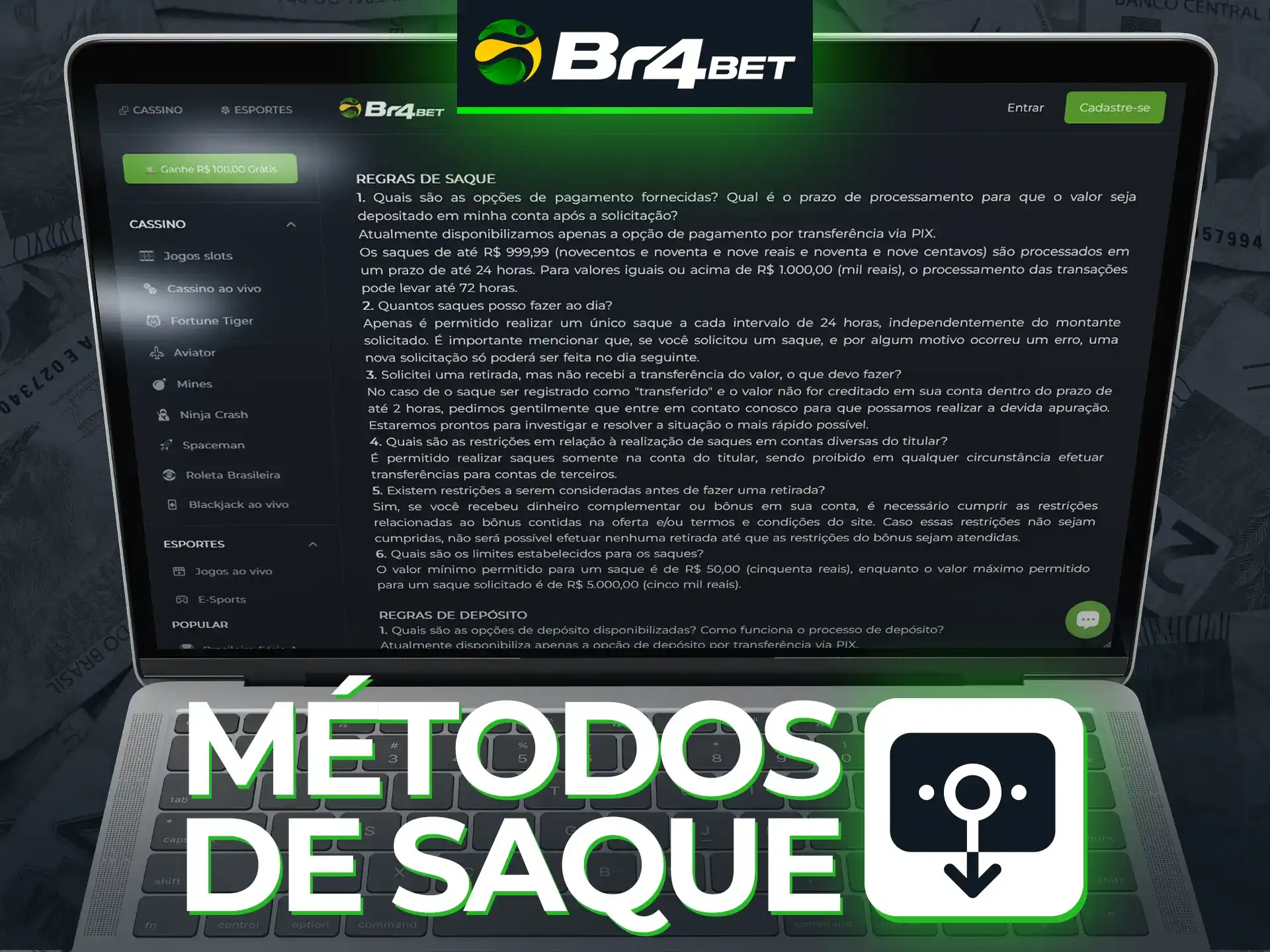 O sistema PIX está disponível para os jogadores brasileiros na Br4Bet.